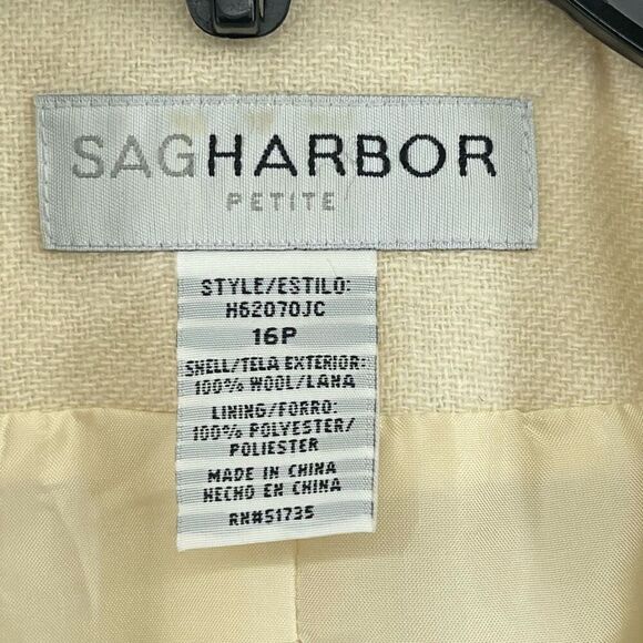 Sag Harbor Petite Women’s Cream Wool Blazer Jacket H62070JC Single Button 16P - Picture 4 of 14